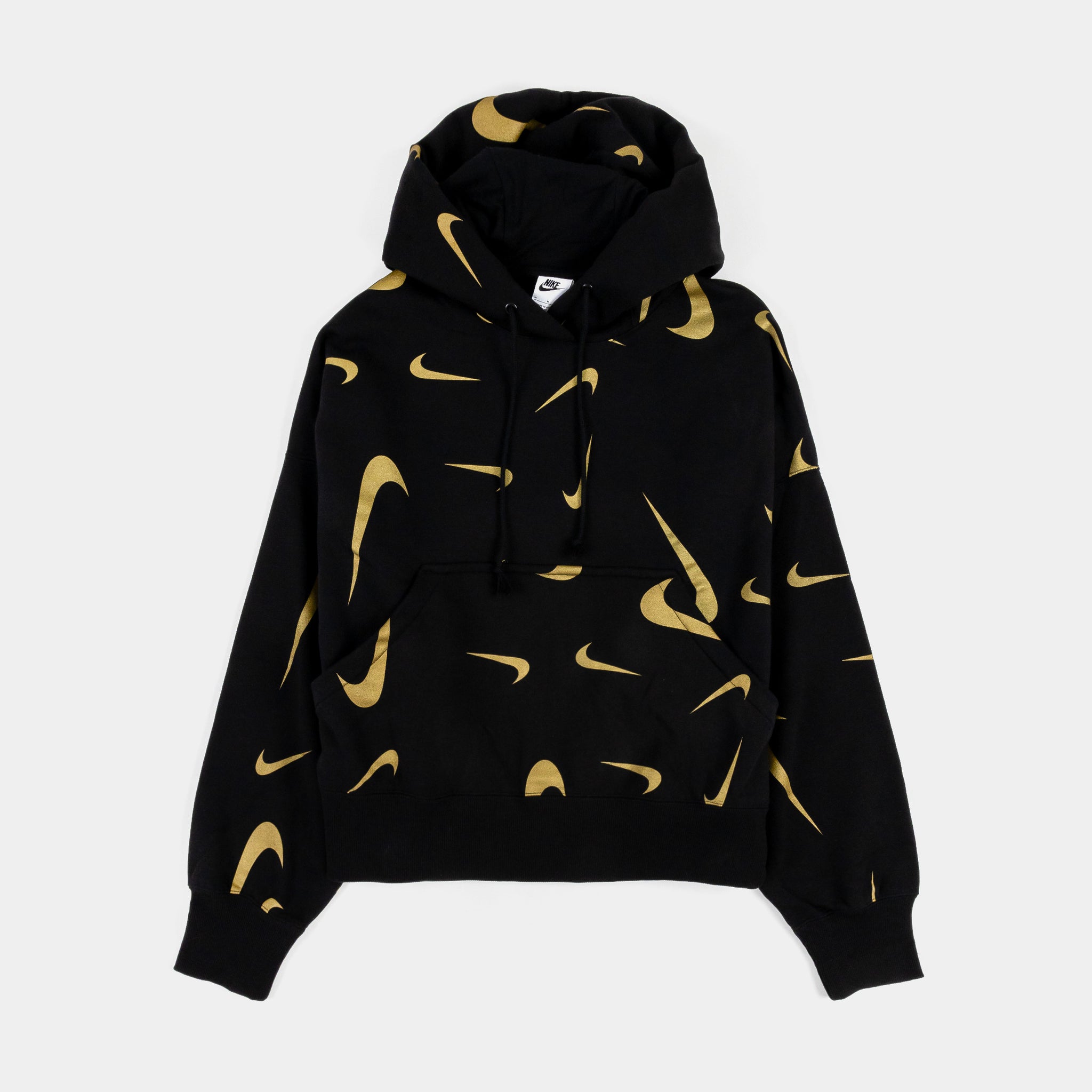 Nike NSW AOP Logo Womens Hoodie Black Gold FB8743010 Shoe Palace