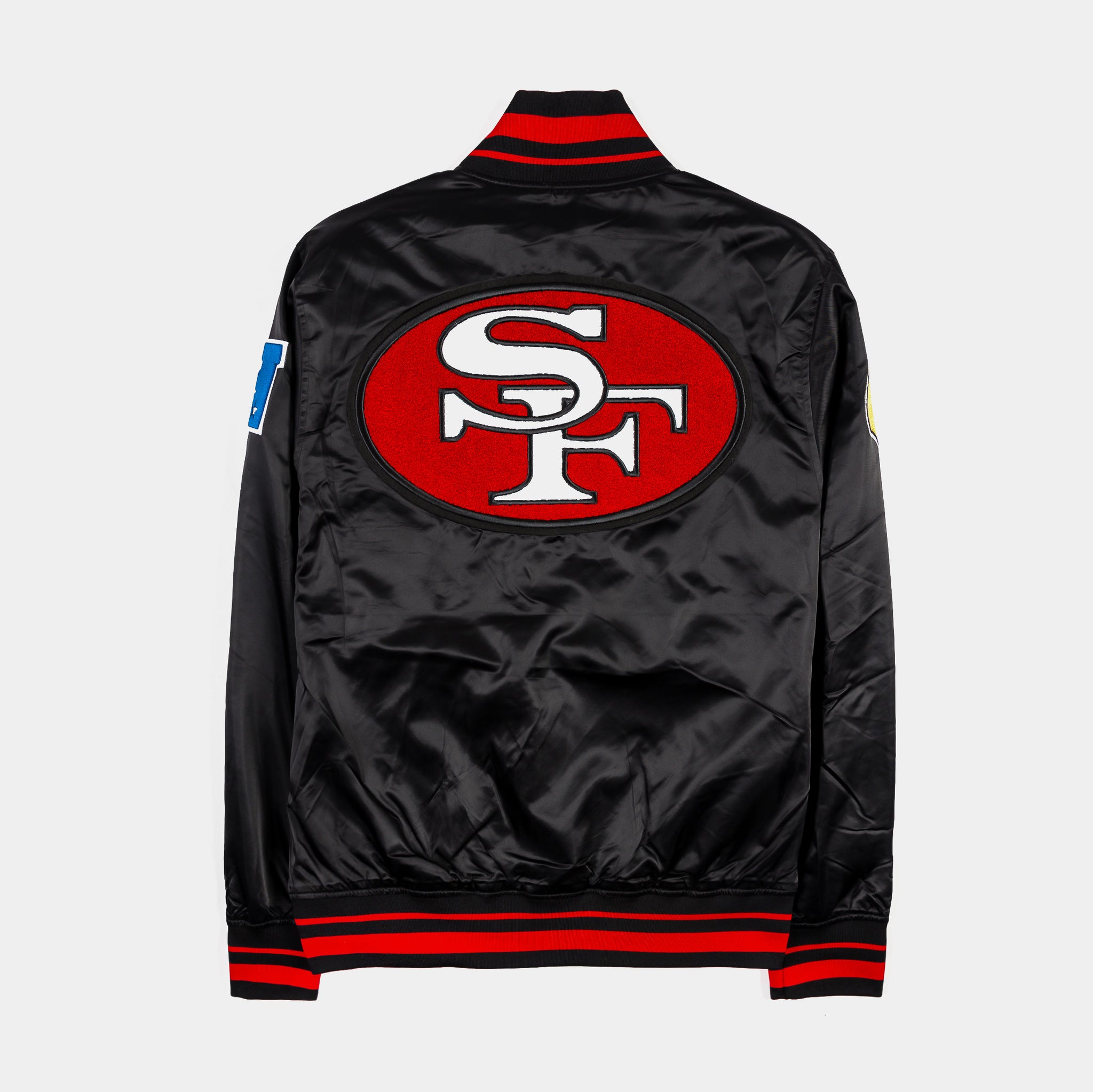 San Francisco 49ers Retro Classic Rib Satin Mens Jacket (Black/Red)