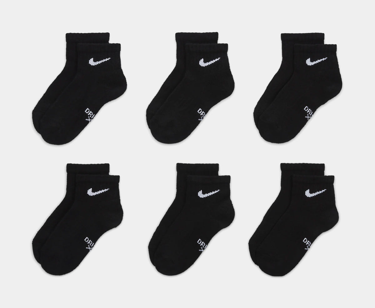 Nike Dri Fit Logo 6pack Ankle Preschool Socks Black UN0018-023 – Shoe ...