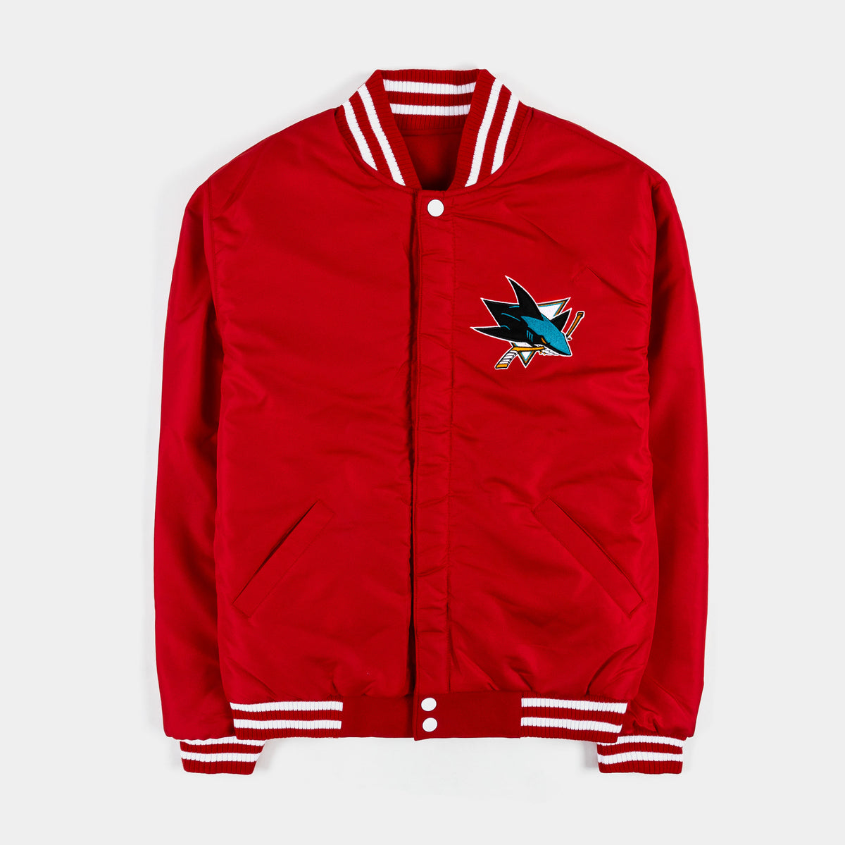 Shajacket JH Distributors San Jose Sharks Reversible Letterman Mens Jacket Red ...