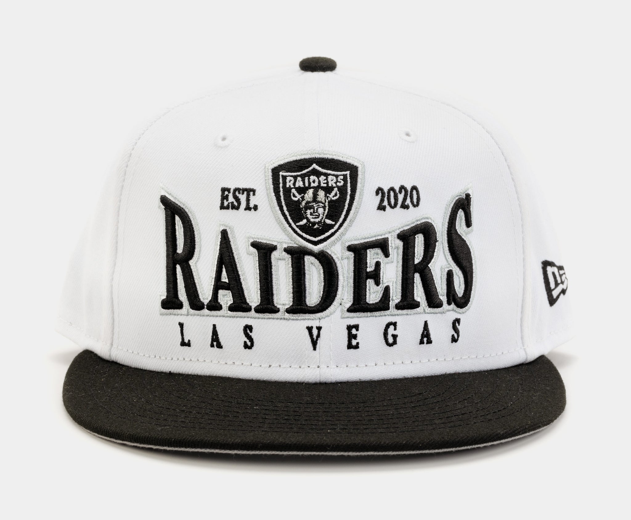 Las Vegas Raiders Crest 9FIFTY Mens Snapback Hat (White/Black)