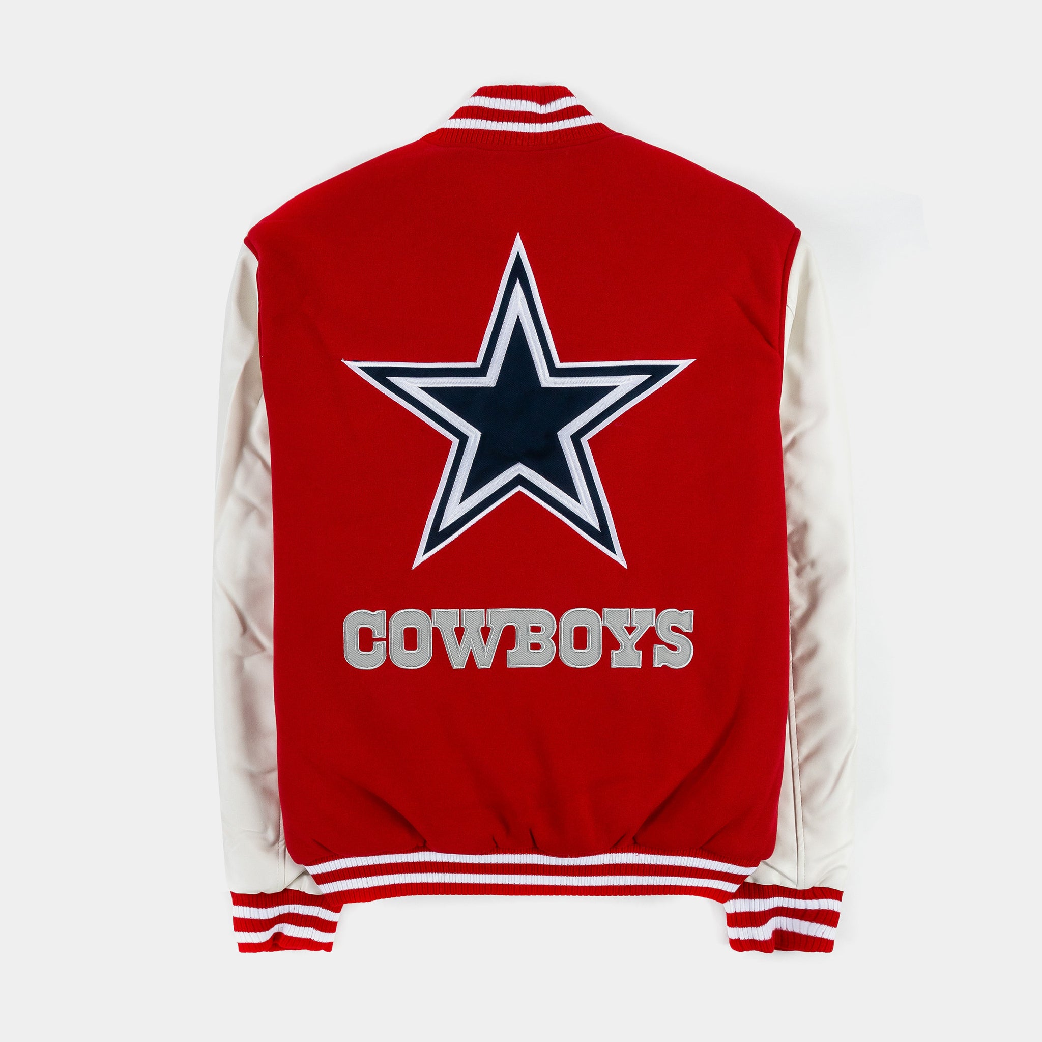 JH Distributors Dallas Cowboys Reversible Letterman Mens Jacket Red