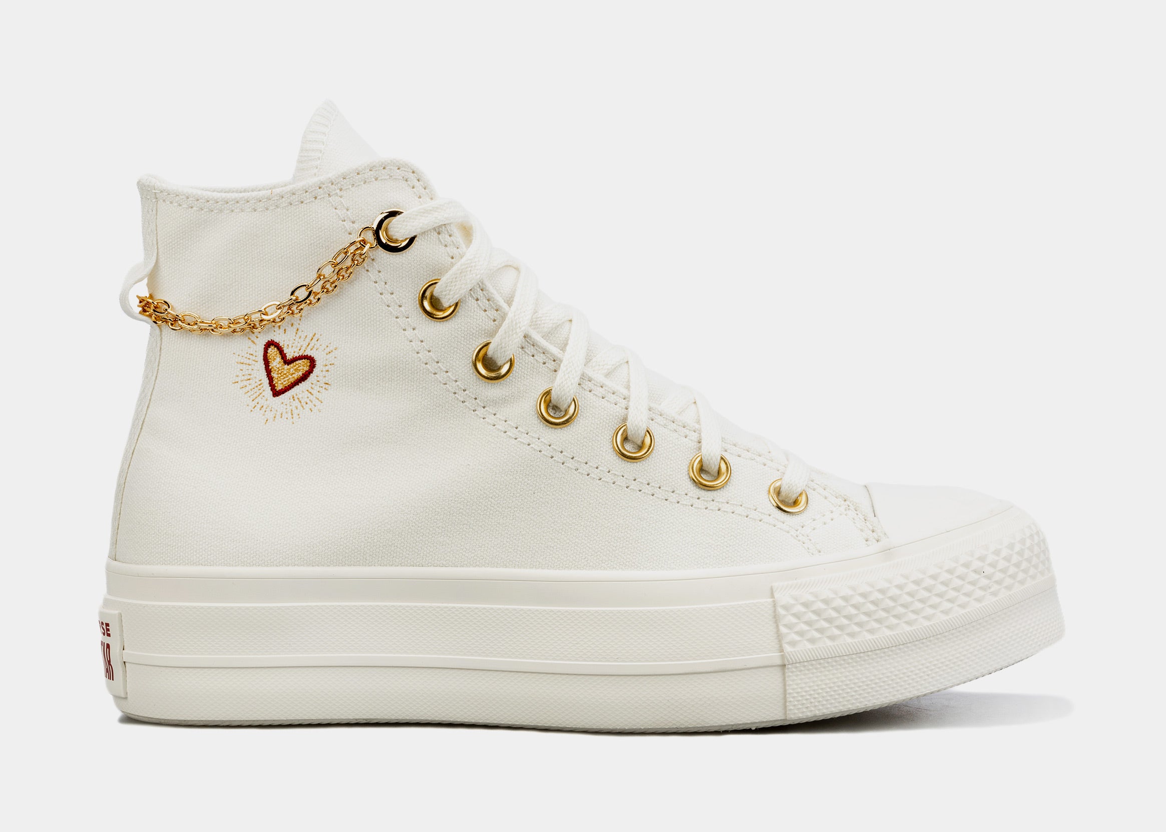 white and gold converse high tops