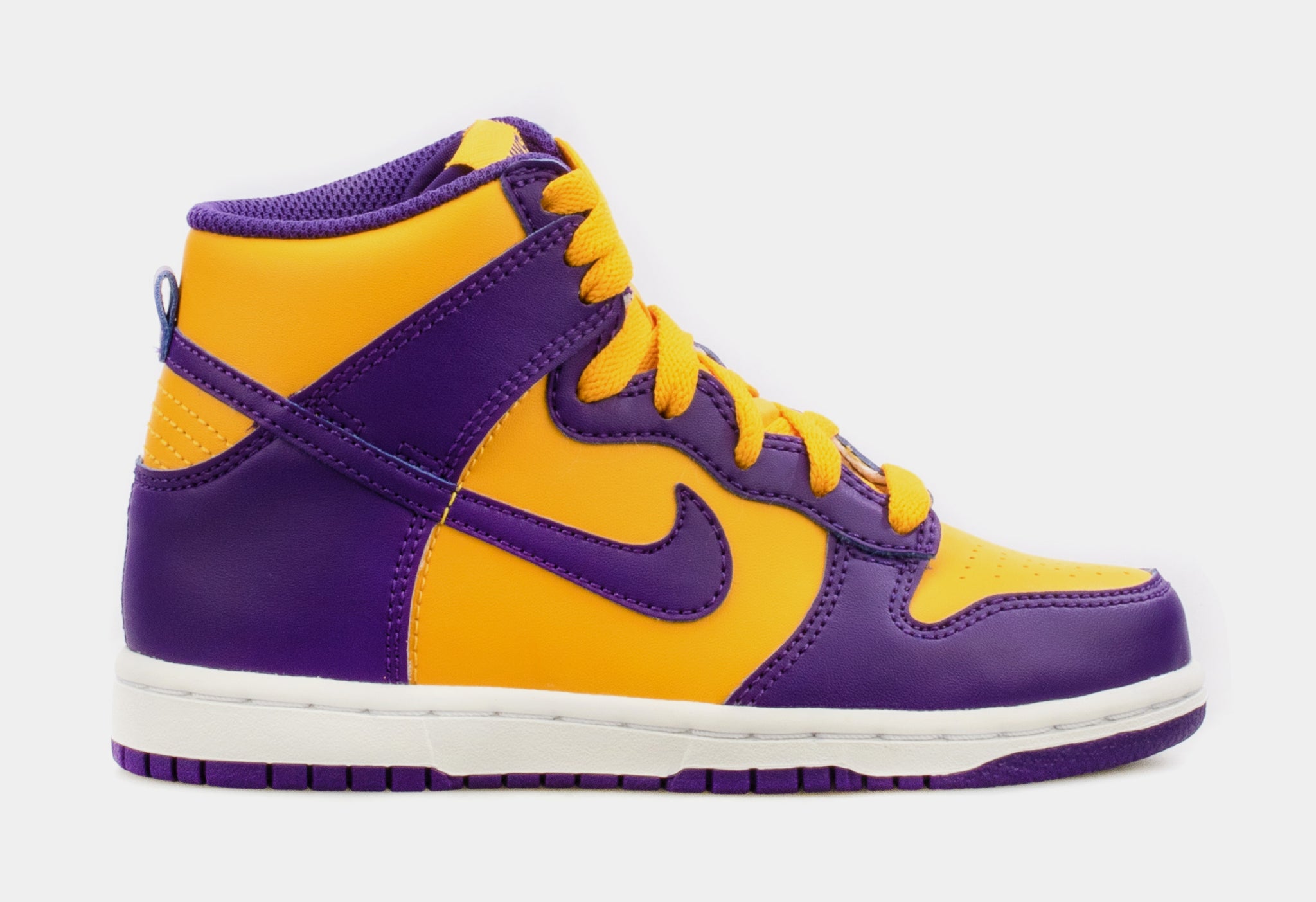 Nike Dunk High Lakers Preschool Lifestyle Shoes Purple Yellow 