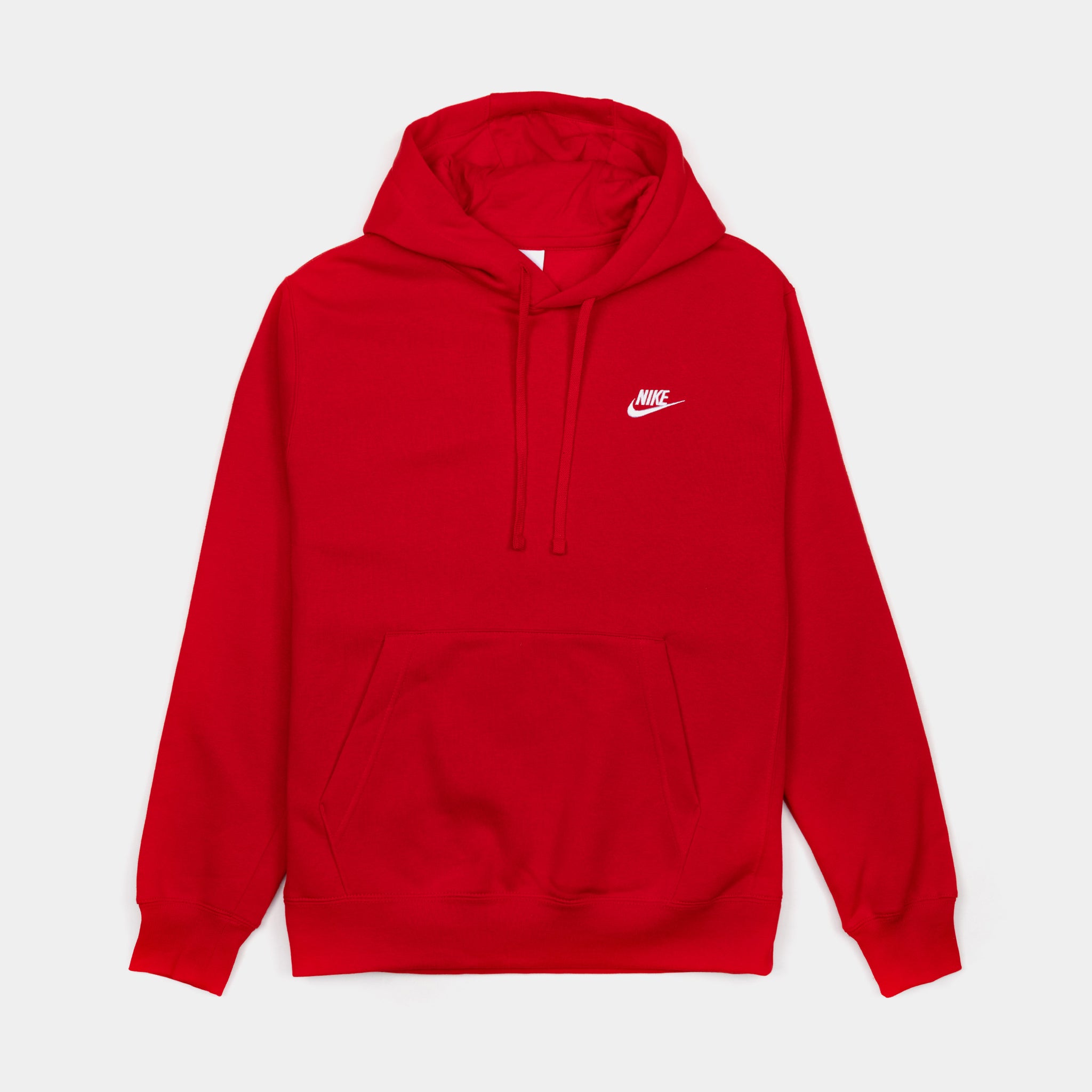 Nike Sportswear Club Fleece Pullover Mens Hoodie Red White BV2654