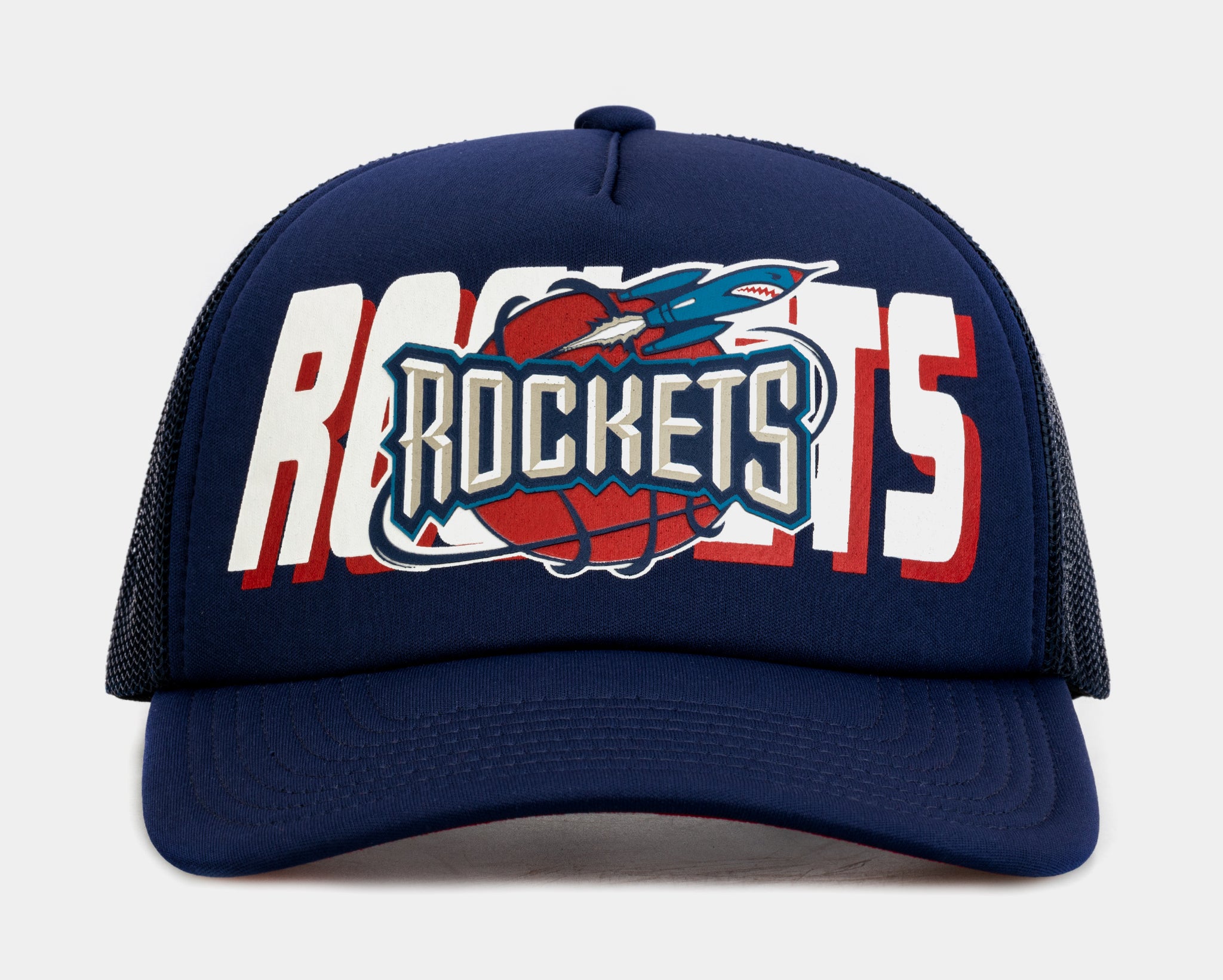 MITCHELL & NESS HHSS5152-HROYYPPPBLUE Houston Rockets Billboard Trucker Mens Hats (Blue) Image 25520270541006