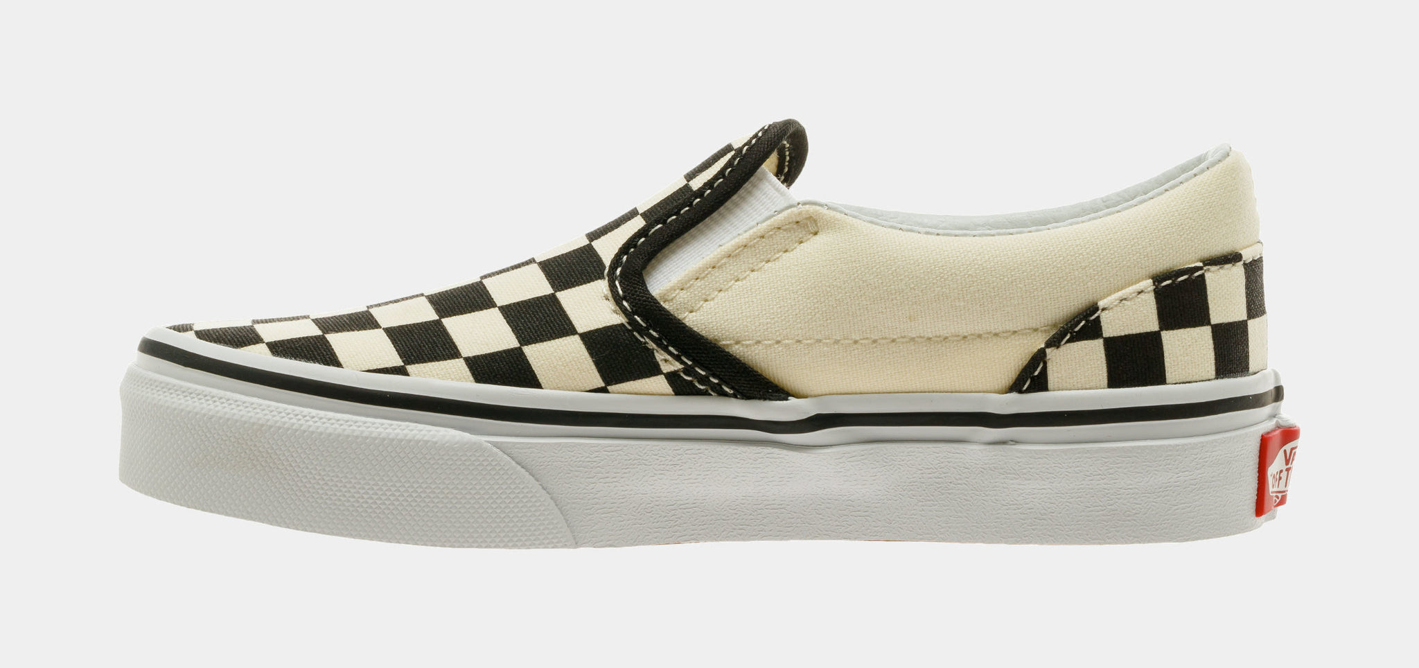 Vans Classic Slip On Checkerboard Preschool Skateboarding Shoe Black ...