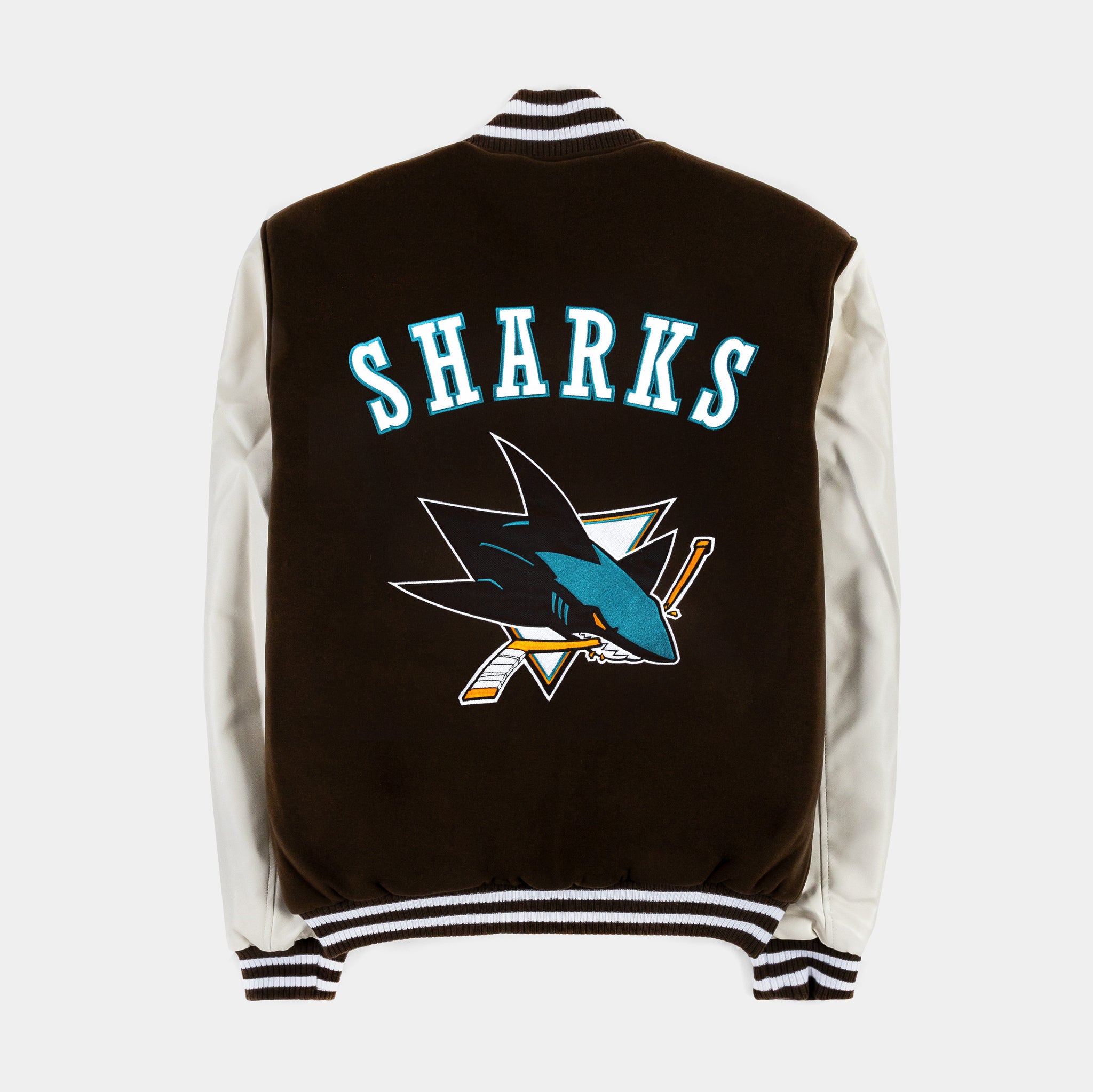 Black Vintage San Jose Sharks Varsity Letterman Jacket - Maker of Jacket