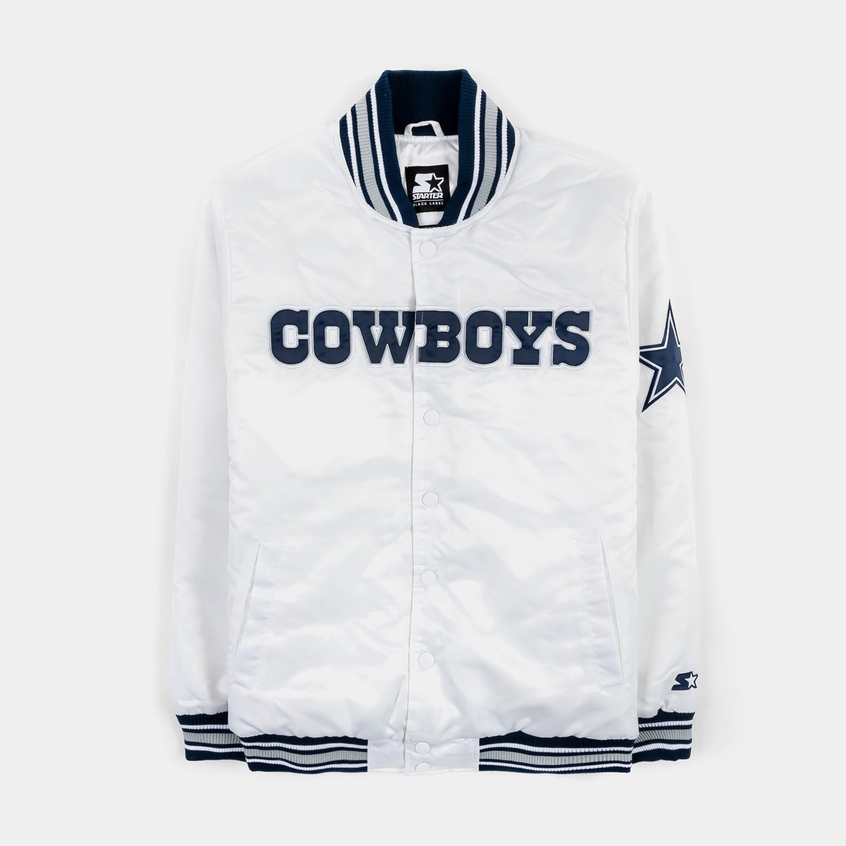 Starter Dallas Cowboys Classic Satin Mens Jacket White Blue LS3CW974 ...