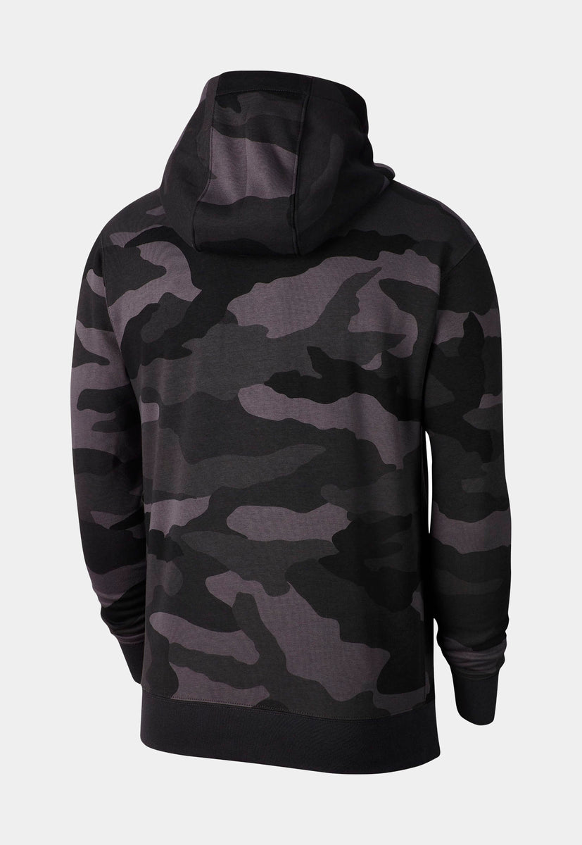 Nike Club Camo Mens Fleece Full Zip Hoodie Grey Black BV3622-021 – Shoe ...