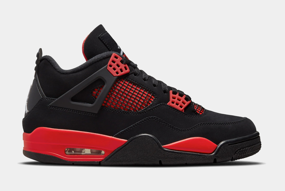 Jordan Air Jordan 4 Retro Red Thunder Mens Lifestyle Shoes Black Red ...