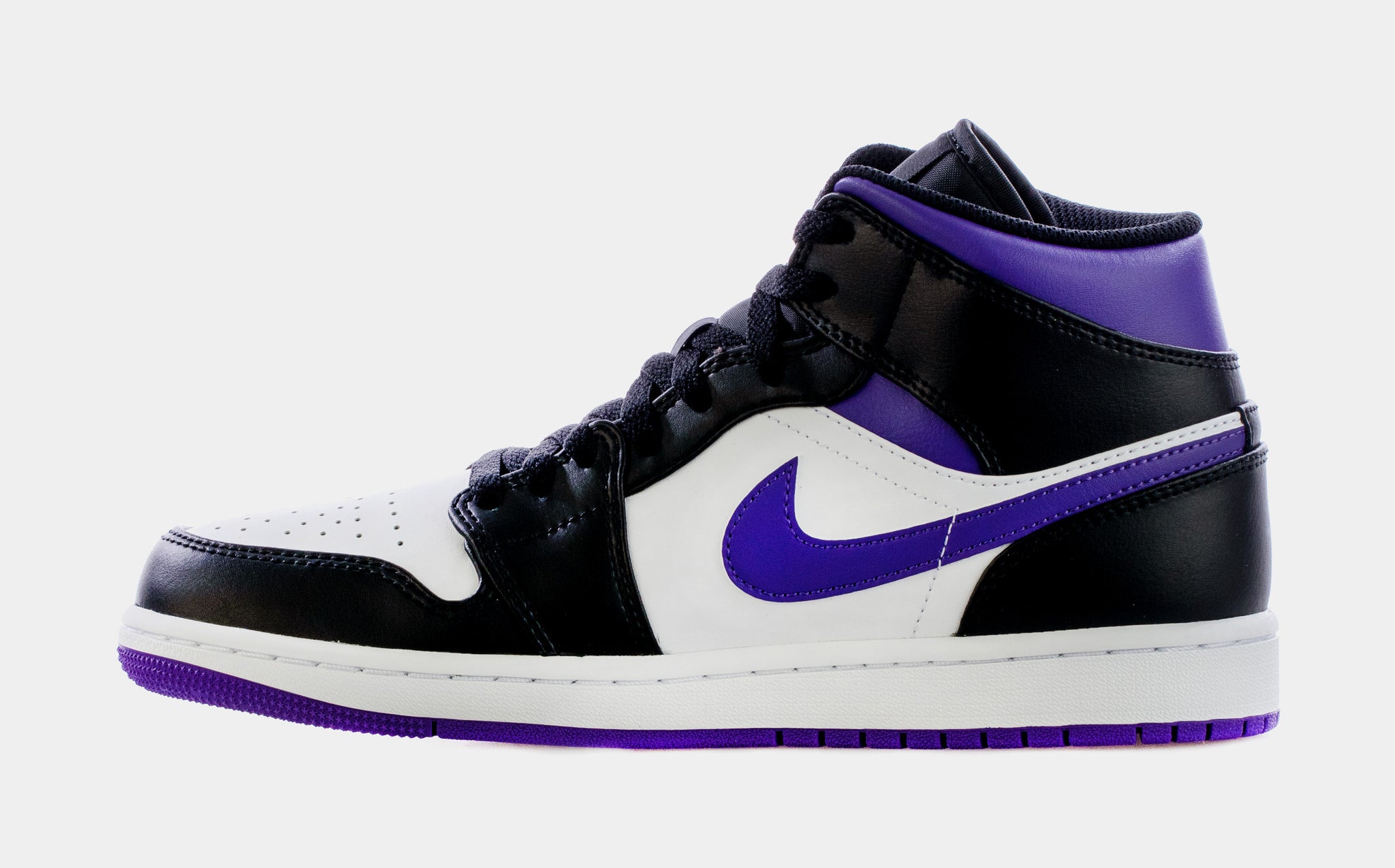 Air Jordan 1 Retro Mid Court Purple Mens Lifestyle Shoes (Black/Purple)