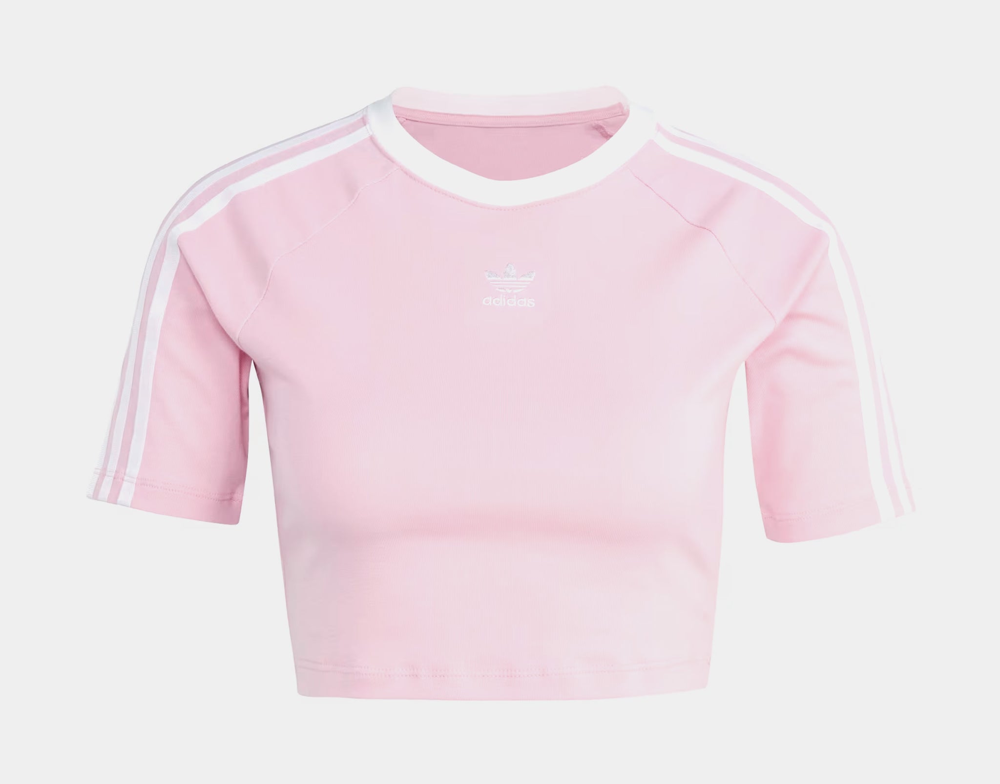 adidas Adicolor Stripes Crop Womens Short Sleeve Shirt Pink