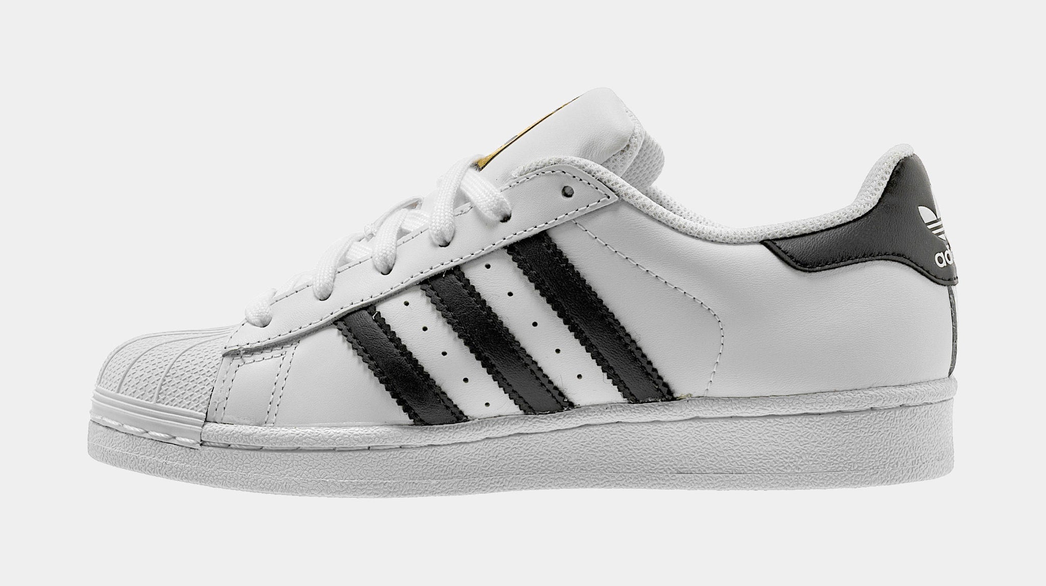 ADIDAS Youth Size 4.5 SuperStar Shell Toe White Black Stripes Sneaker  C77154