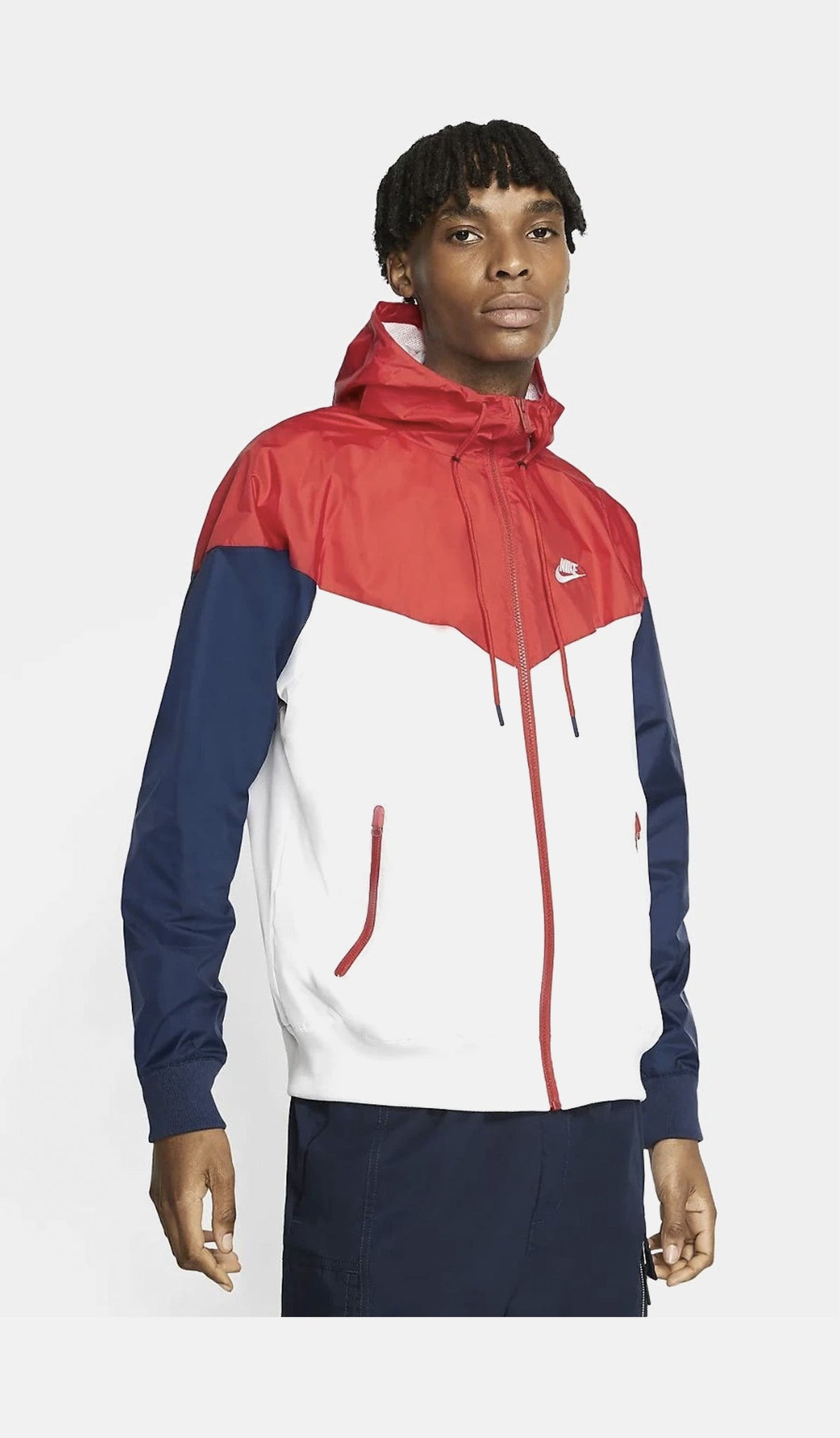 Nike Sportswear Windrunner Mens Jacket White Red Blue AR2191-104 – Shoe ...