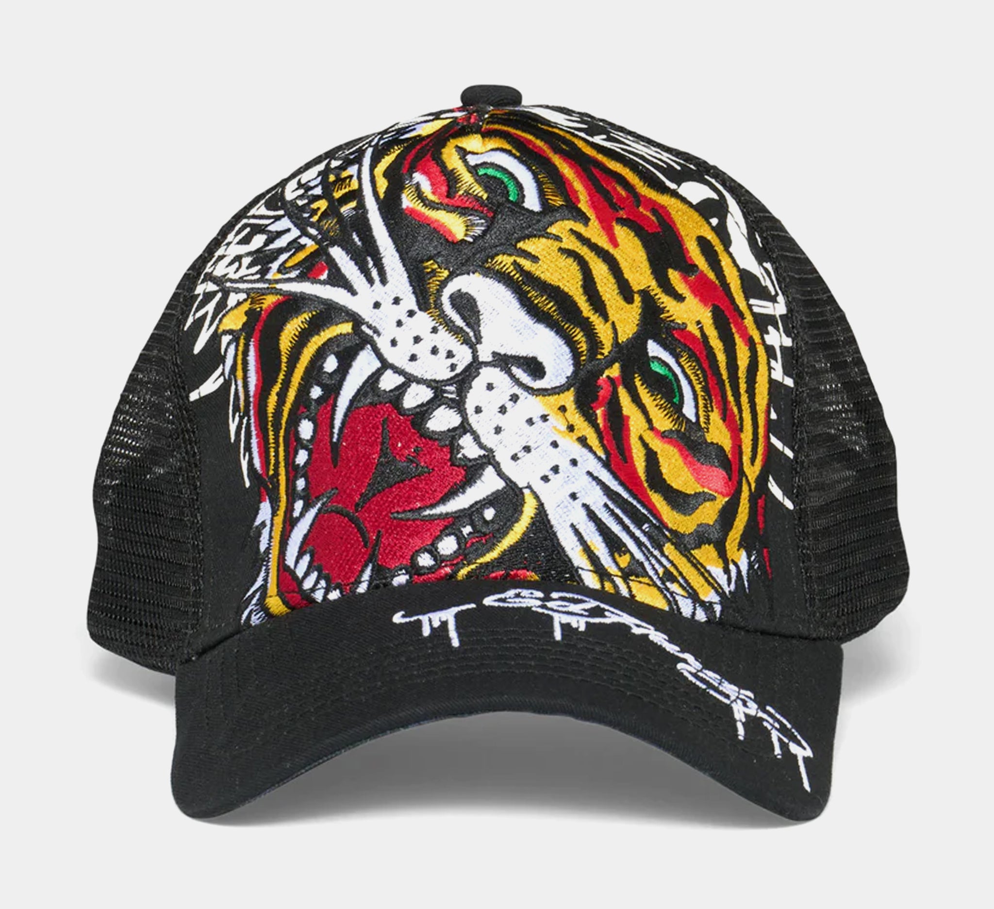 Ed Hardy Double Tiger Head Trucker Mens Hat Black Yellow EHH0001-11 ...