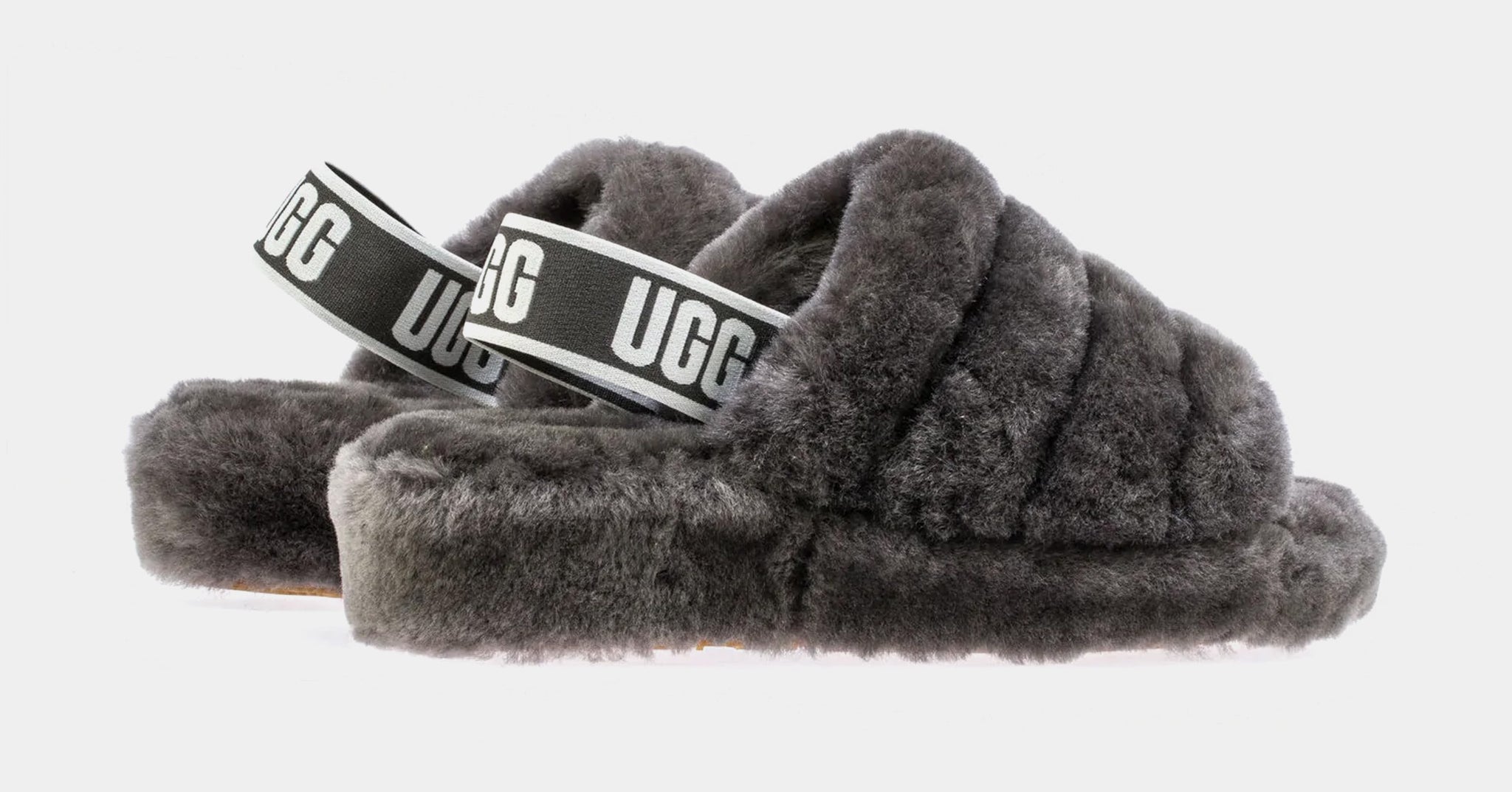 UGG Fluff Yeah Womens Sandals Grey 1095119 CHRC – Shoe Palace