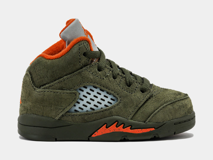 Jordan Air Jordan 5 Retro Grade School Lifestyle Shoes Army Olive 