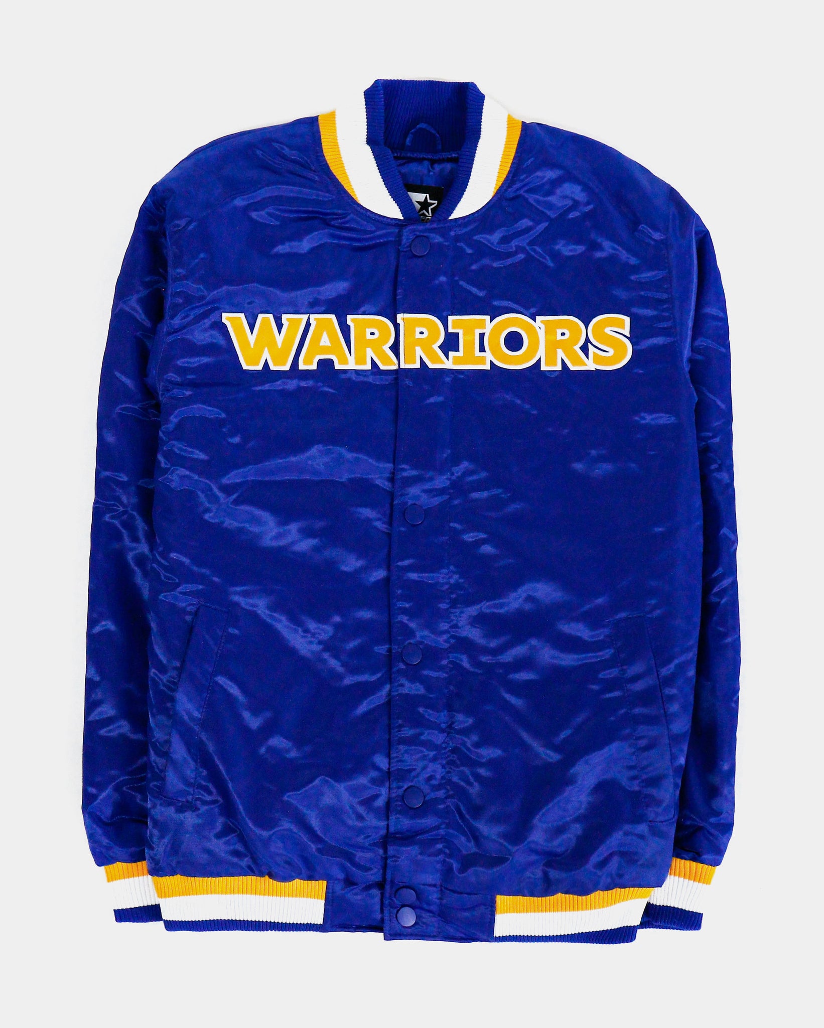 GIII/STARTER Shoe Palace Exclusive Golden State Warriors Varsity Mens Jacket (Blue/Black)