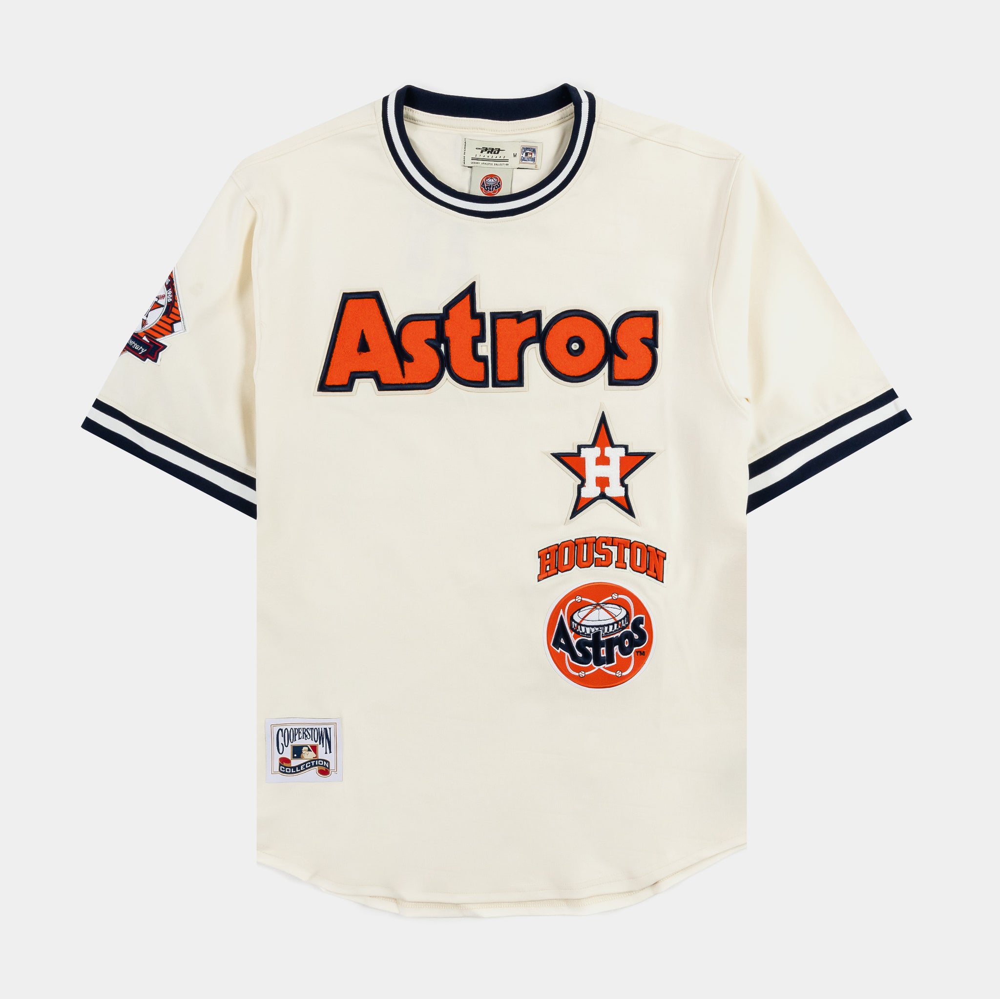 Houston Astros Retro Classic Mens Short Sleeve Shirt (Beige)