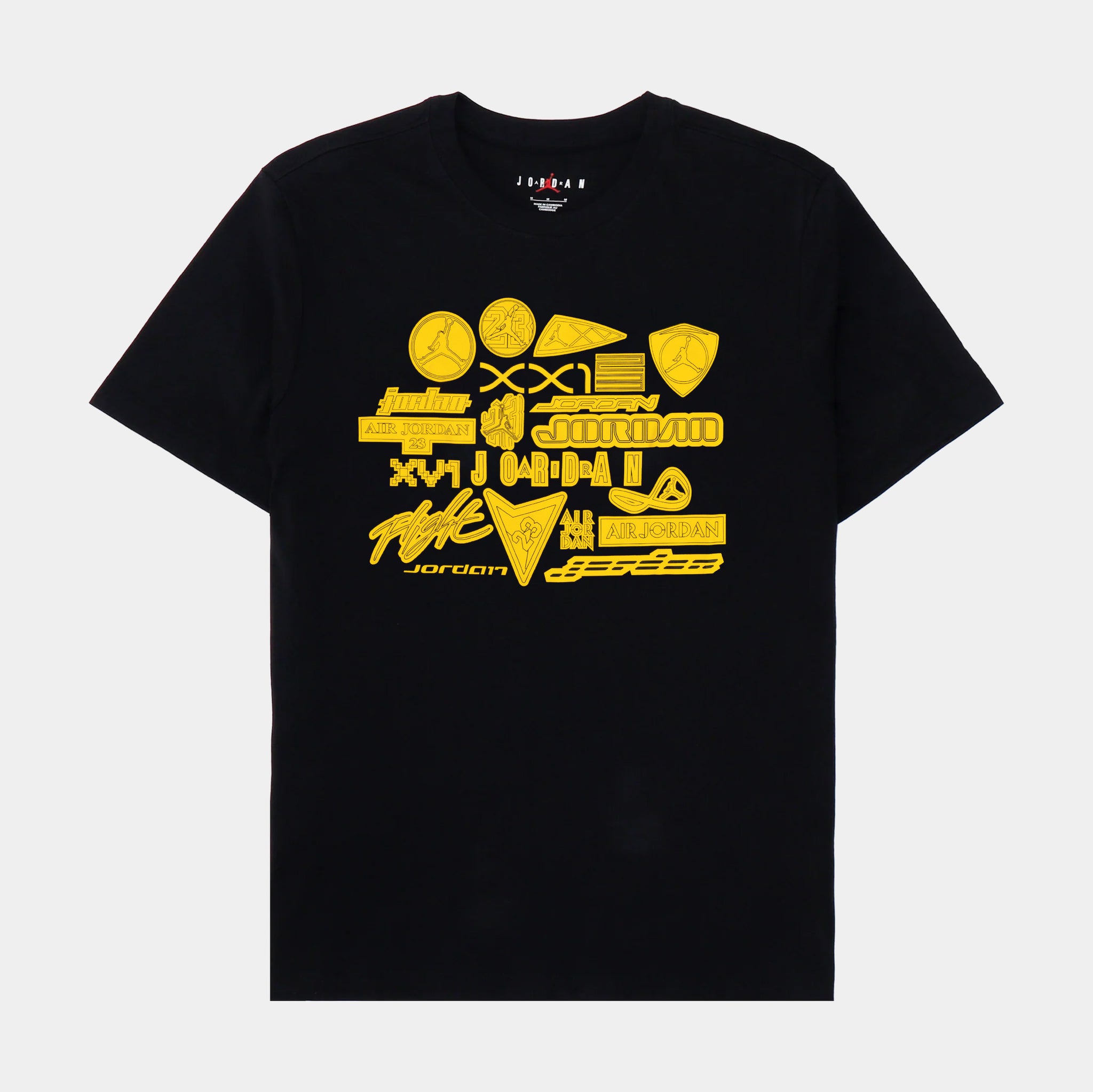 Jordan Logo GFX Mens Short Sleeve Shirt Black Yellow DX9599-011