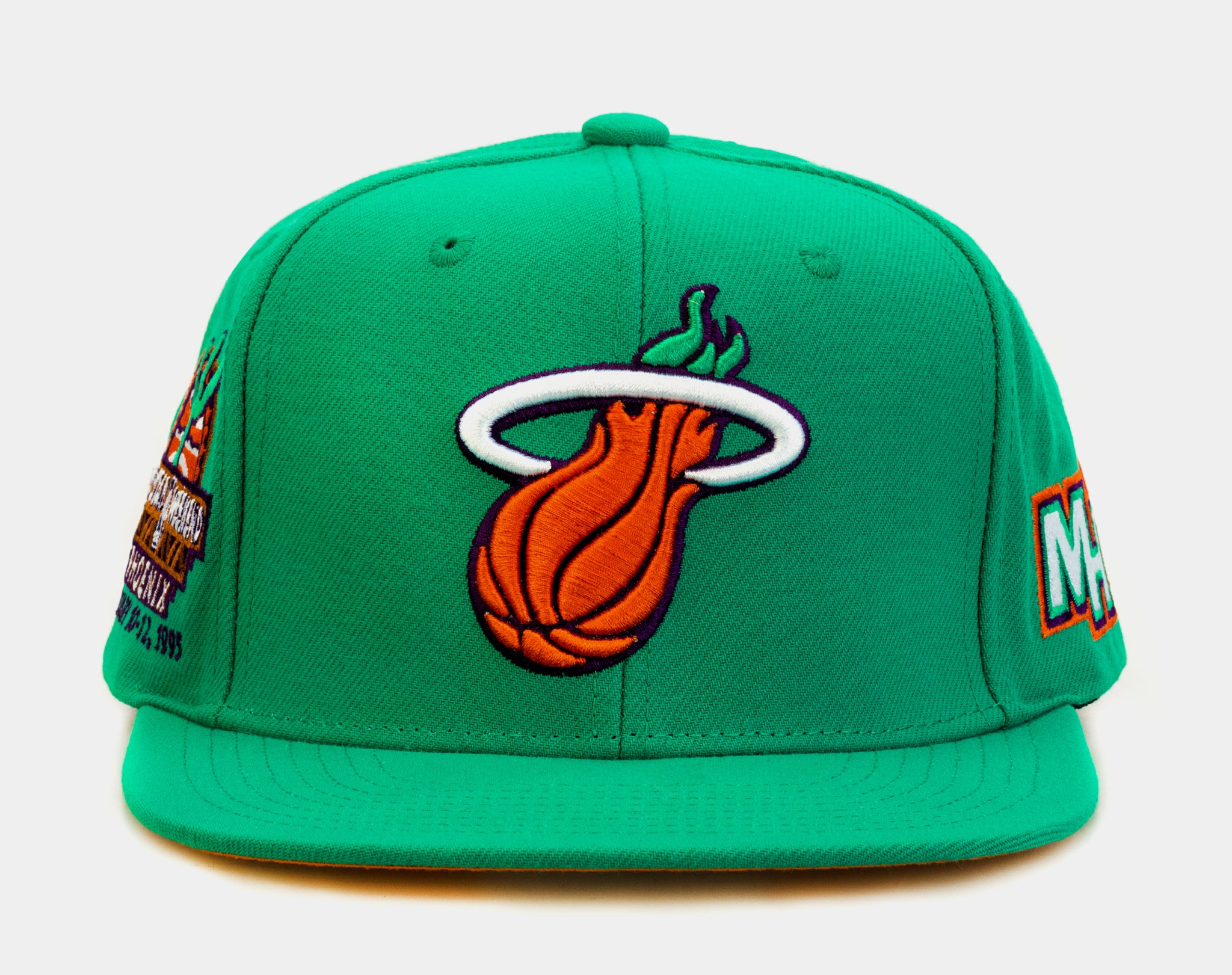 Mitchell & Ness Miami Heat Desert Green Snapback Mens Hat  display picture 3