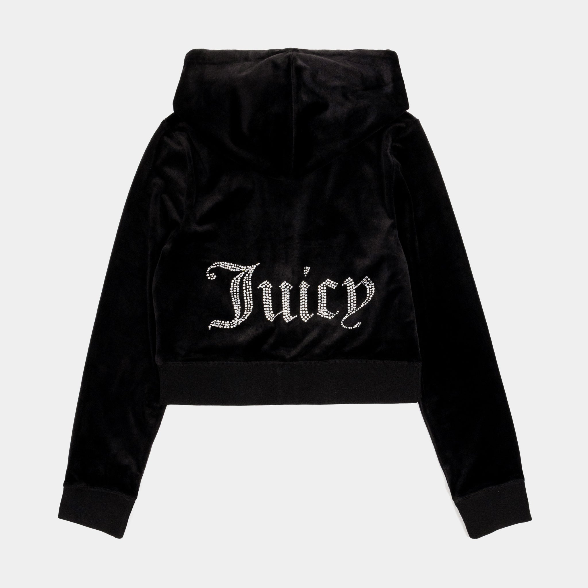Juicy Couture OG Bling Velour Full Zip Womens Hoodie Black 
