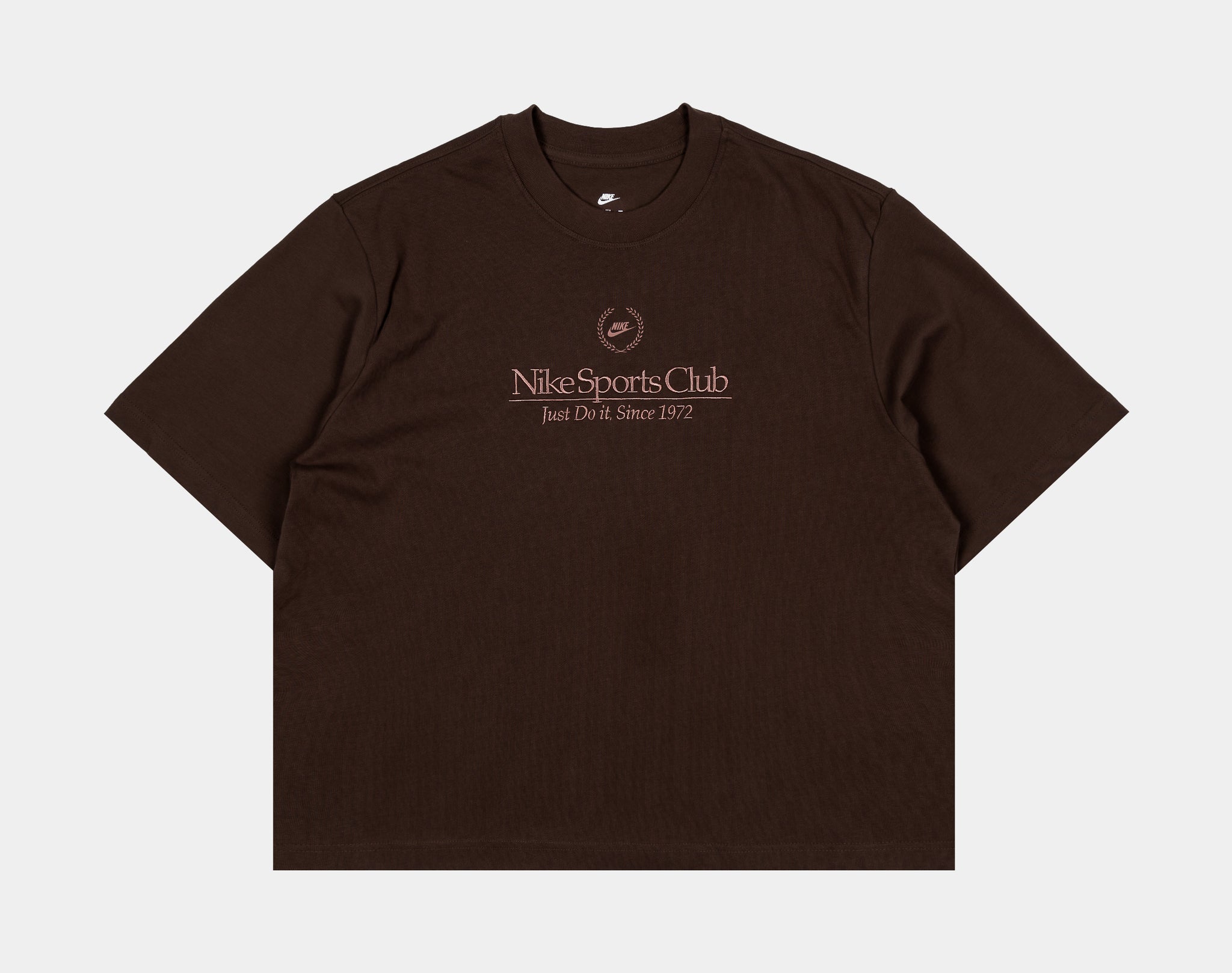 Nike NSW Boxy Campus Womens Short Sleeve Shirt Brown FJ1821-237