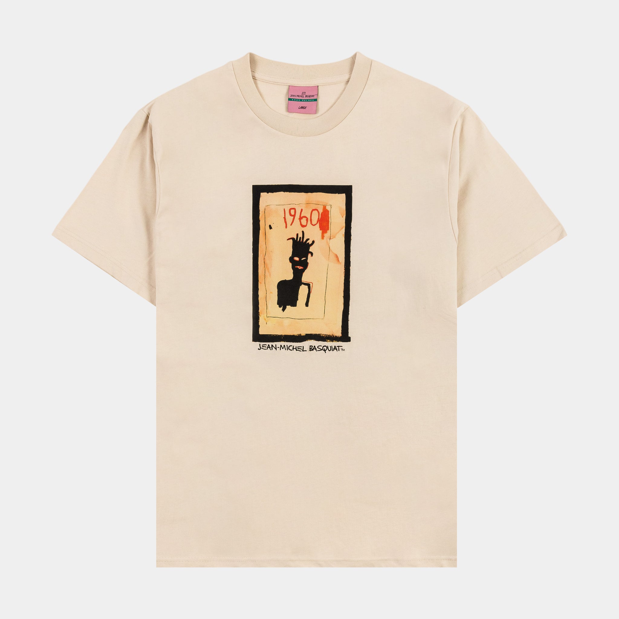 SP x Basquiat Portrait Mens Short Sleeve Shirt Beige BSQSS06