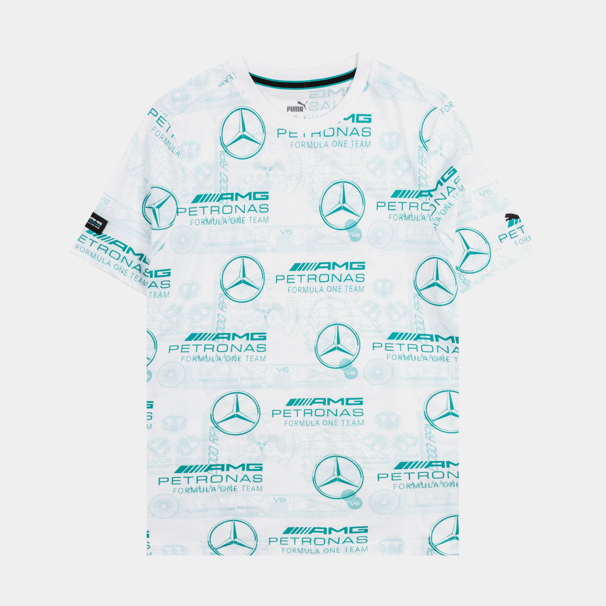 PUMA Mercedes AMG AOP Mens Short Sleeve Shirt White 538480 03 – Shoe Palace